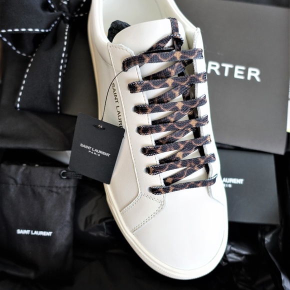 SOLD Saint Laurent White Leather Leopard Pony Hair - Picture 5 of 7